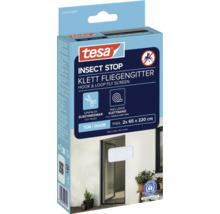 Tesa Insect Stop Klett Fliegengitter für Türen, inklusive Klettband, maximale Größe 2x 65 x 220 cm