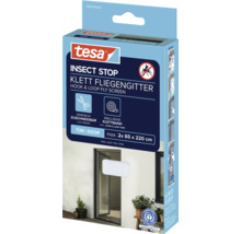 Tesa Insektenschutz Klett Fliegengitter für Türen, maximale Größe 2x 65 x 220 cm, inklusive Klettband, einfache Zuschneidbarkeit