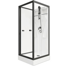 Komplette Duschkabine mit schwarzem Rahmen und Brausegarnitur