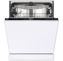 Offener, eingebauter Geschirrspüler mit Innenraumansicht