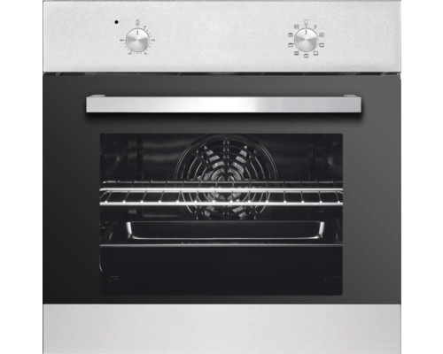 Einbauherd mit Bedienfeld, Griff und Innenraum mit Rost.