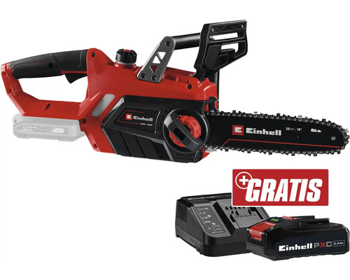 Akku-Kettensäge Einhell Power-X-Change GE-LC 18/25 Li + GRATIS Zugabeartikel PXC Starter-Kit 18V 2,5 Ah Einhell Akku-Kettensäge mit Akku und Ladegerät