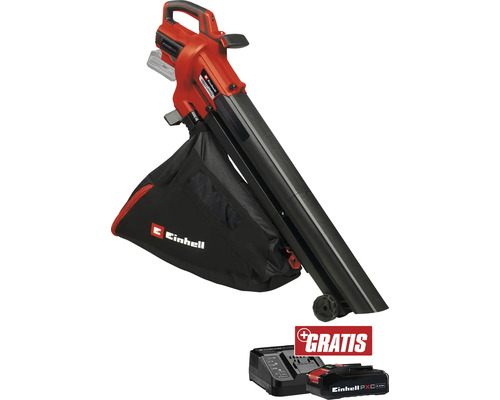 Akku Laubsauger Einhell Power X-Change VENTURRO 18/210 Li + GRATIS Zugabeartikel PXC Starter-Kit 18V 2,5 Ah Einhell Laubstaubsauger mit Fangsack, Akku und Ladegerät