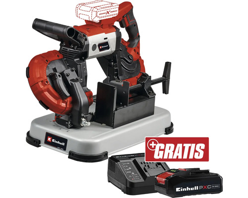 Akku-Bandsäge Einhell Power X-Change TE-MB 18/127 U Li + GRATIS Zugabeartikel PXC Starter-Kit 18V 2,5 Ah Einhell Metalltrennsäge inklusive Akku und Ladegerät