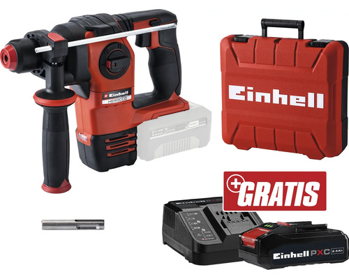 Akku-Bohrhammer Einhell Power X-Change Herocco 18/20 + GRATIS Zugabeartikel PXC Starter-Kit 18V 2,5 Ah Einhell Akku-Bohrhammer mit Zubehör und Aufbewahrungskoffer