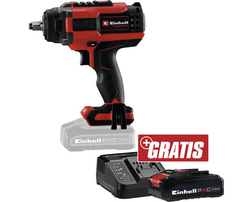 Akku-Schlagschrauber Einhell Power X-Change IMPAXXO 18/400 + GRATIS Zugabeartikel PXC Starter-Kit 18V 2,5 Ah Einhell Akku-Schlagschrauber mit Ladegerät und Akku