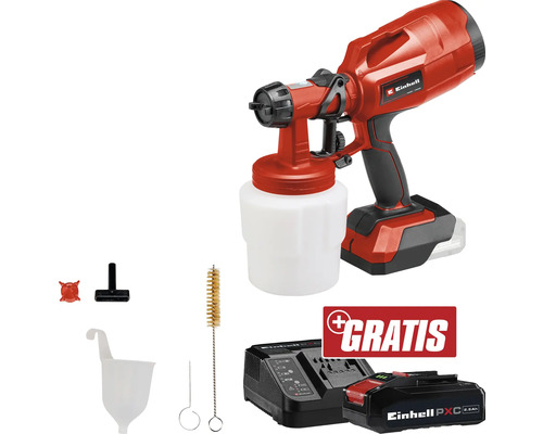 Einhell Akku-Farbsprühsystem mit Zubehör und Gratis-Akku plus Ladegerät