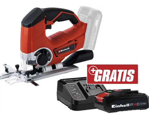 Akku-Stichsäge Einhell Power X-Change TE-JS 18 Li + GRATIS Zugabeartikel PXC Starter-Kit 18V 2,5 Ah Einhell Akku-Stichsäge mit Akku, Ladegerät und Gratis-Aktion