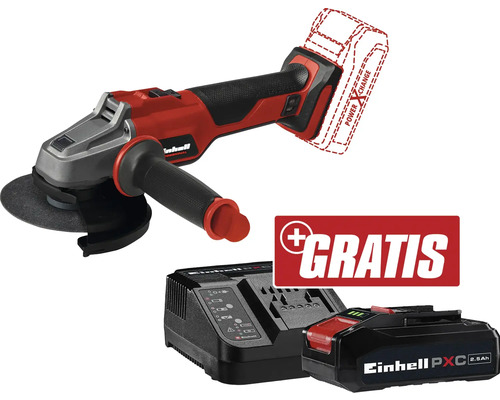 Einhell Akku-Winkelschleifer mit Ladegerät, Akku und Gratis-Aktion