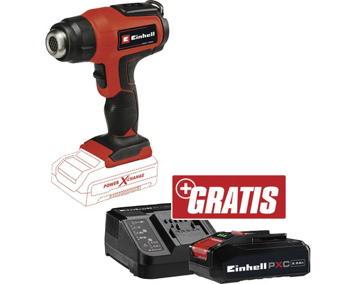 Akku-Heißluftpistole Einhell Power X-Change TE-HA 18 Li + GRATIS Akku 18 V 3,0 Ah Einhell Akku-Heißluftpistole mit Ladegerät und Akku
