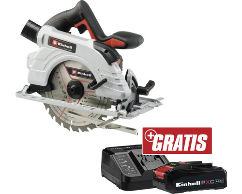 Akku-Handkreissäge Einhell Power X-Change TP-CS 18/190 Li BL + GRATIS Zugabeartikel PXC Starter-Kit 18V 2,5 Ah Einhell Akku-Handkreissäge mit Akku und Ladegerät