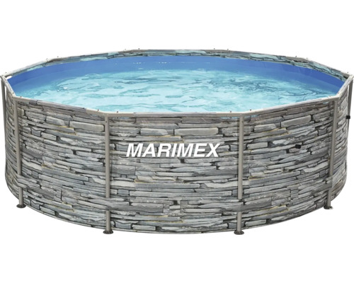 Aufstellpool Framepool Marimex rund 366 x 99 cm 8369 l grau inkl. - Marimex Frame Pool mit Steinoptik und Stahlrahmen