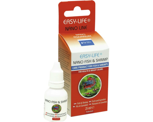 Wasseraufbereiter Easy Life Nano Fish & Shrimp 25 ml Pflegekonzentrat für Nano-Aquarien für Garnelen und Fische, Reichweite bis zu 125 L Easy-Life Nano Fish and Shrimp Aquariumpflegeprodukt