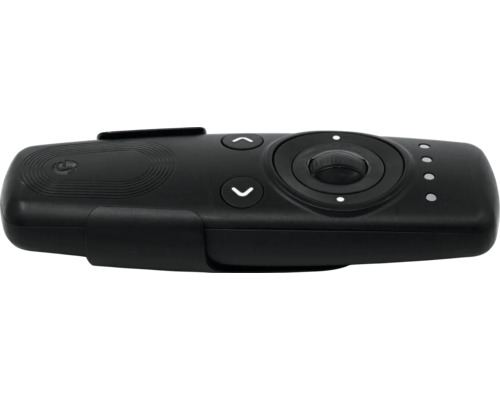 Schwarze Gerätesteuerung mit Tasten und Rollrad