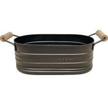 Dekoschale aus Metall mit Holzgriffen