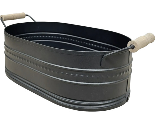 Ovale Zinkwanne mit Holzgriffen
