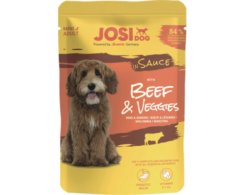 Josi Dog Mini Adult Hundefutter mit Rind und Gemüse im Beutel
