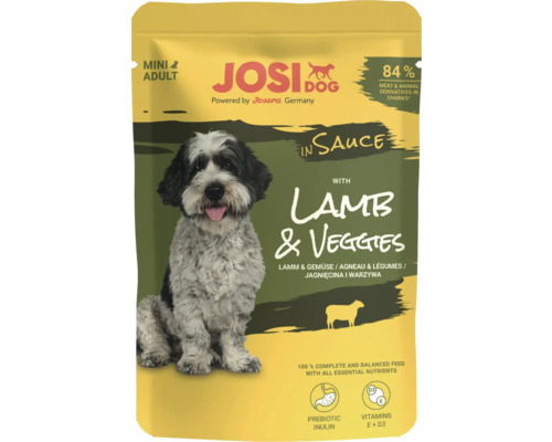 Josi Dog Mini Adult Hundefutter mit Lamm und Gemüse im Beutel