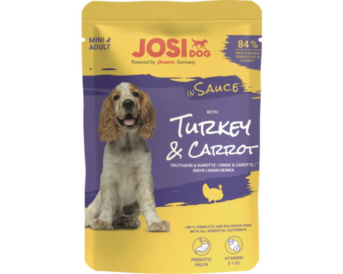 Josi Dog Mini Adult Hundefutter mit Truthahn und Karotte in Sauce