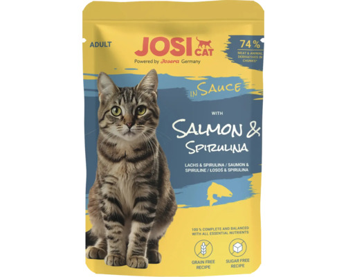 Josi Cat Adult Katzennahrung mit Lachs und Spirulina im Frischebeutel