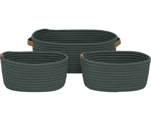 Drei geflochtene Körbe mit Griffen