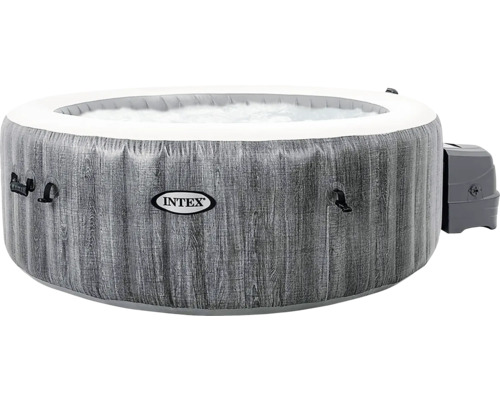 Aufblasbarer Whirlpool mit Holzoptik und Intex Logo