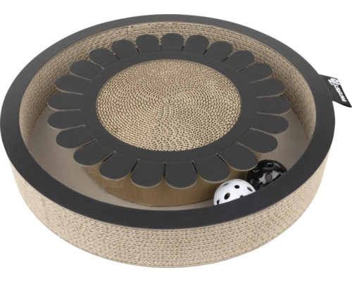 Kratzbrett District 70 Kratzpappe Bloom, ca. Ø 36 cm schwarz Kratzbrett mit Spielbällen für Katzen