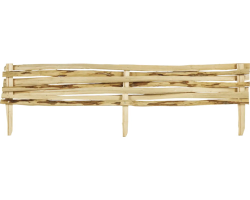 Beeteinfassung Haselnuss 120 x 20/35 cm natur Holzzaun mit naturbelassener Optik für den Garten