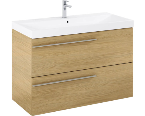 Waschtischunterschrank mit zwei Schubladen und Aufsatzwaschbecken