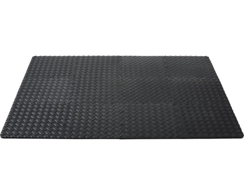 Schwarze Puzzlematte mit Riffelblechmuster