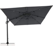 Rechteckiger Sonnenschirm mit seitlichem Mast und Fuß