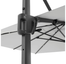 Detailansicht eines Sonnenschirms mit Kurbelmechanismus