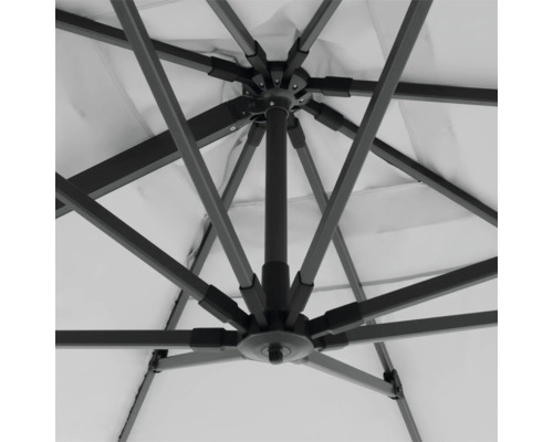 Innenansicht eines Sonnenschirms mit Metallgestell