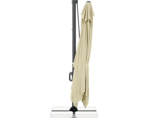 Geschlossener Ampelschirm mit Ständer für den Außenbereich