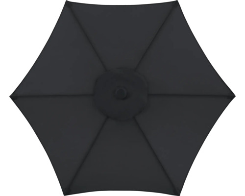 Draufsicht eines schwarzen Sonnenschirms