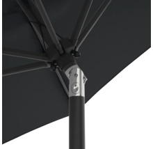 Detailansicht eines Sonnenschirms mit Mast und Streben