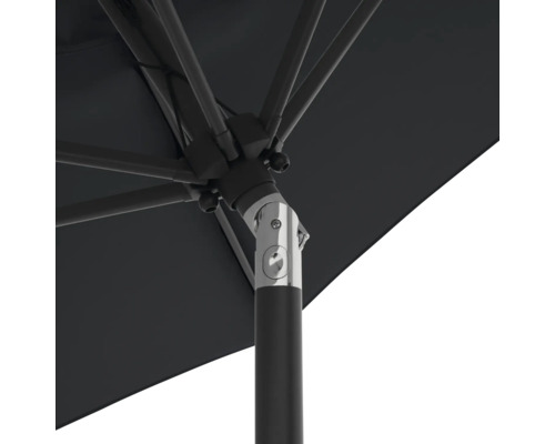 Detailansicht eines Sonnenschirms mit Mast und Streben