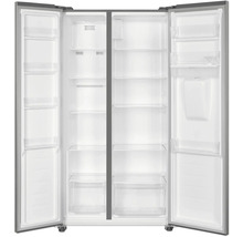 Geöffneter Side by Side Kühlschrank mit Regalen und Fächern