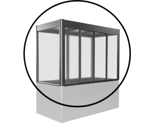 Duschkabine mit Aluminiumrahmen und transparenten Kunststoffplatten