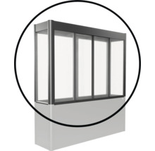 Balkonverglasung mit Aluminiumrahmen und mehreren transparenten Glaspaneelen