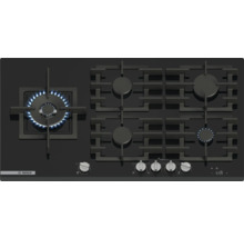 Schwarzes Bosch Gaskochfeld mit fünf Brennern