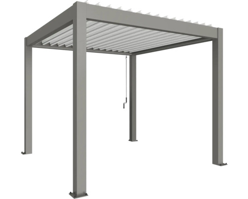 Pergola Biohort 3x3 inkl. beweglichen, isolierten Lamellendach für geringere Geräuschentwicklung und Wärmeabstrahlung 312 x 312 cm quarzgrau-metallic/Lamellen Dach weiß Freistehende Aluminium Pergola mit Lamellendach