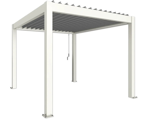 Pergola Biohort 3x3,5 inkl. beweglichen, isolierten Lamellendach für geringere Geräuschentwicklung und Wärmeabstrahlung 312 x 368 cm weiß/Lamellen Dach silber Freistehende Pergola mit Lamellendach