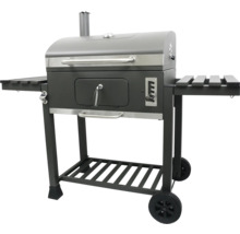 Holzkohlegrill mit Ablageflächen und Rollen