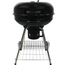 Schwarzer Holzkohlegrill mit Deckel und Ablagerost
