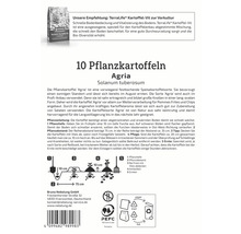 Packung mit 10 Agria Pflanzkartoffeln mit Informationen zu Pflanzung und Pflege