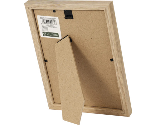 Rückseite eines Holzbilderrahmens mit Aufsteller