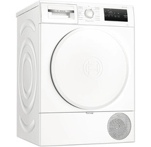 Weißer Bosch Wärmepumpentrockner der Serie 4 mit digitaler Anzeige und Drehwahlschalter