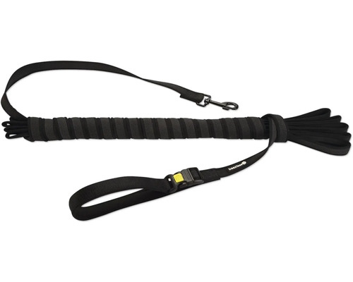 Hundeleine beeztees Suchleine Parinca Premium schwarz 10 m x 2,5 cm Schwarze Führleine für Hunde mit Handschlaufe und Karabinerhaken