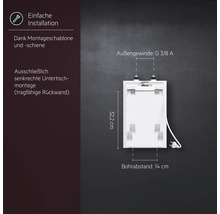 Kleinspeicher mit den Maßen 32,2 cm Höhe und 14 cm Bohrabstand